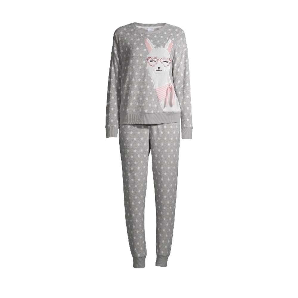 Women's Fuzzy Applique 2-Piece Pajama Set